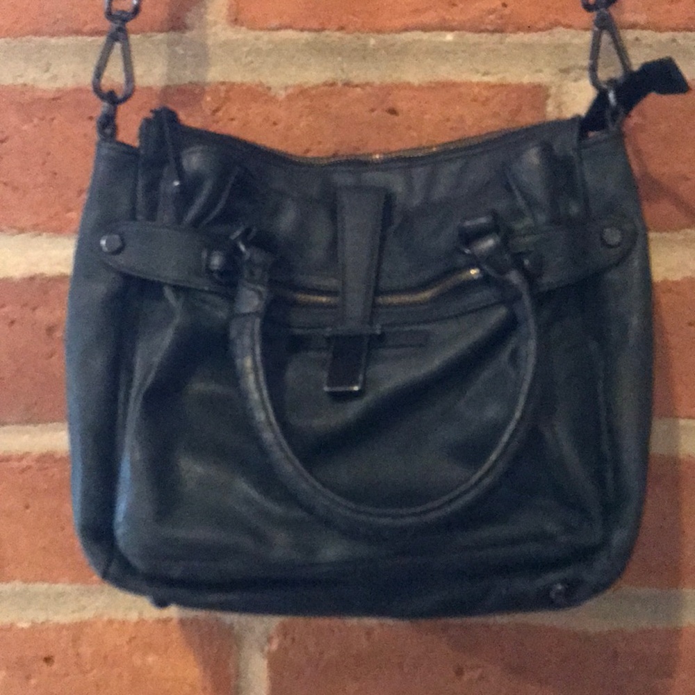 Black leather cross-body/handbag